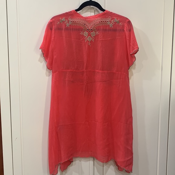 Johnny Was Beautiful Britta coral Tunic Top, with embroidery size S NWT . - Picture 10 of 16